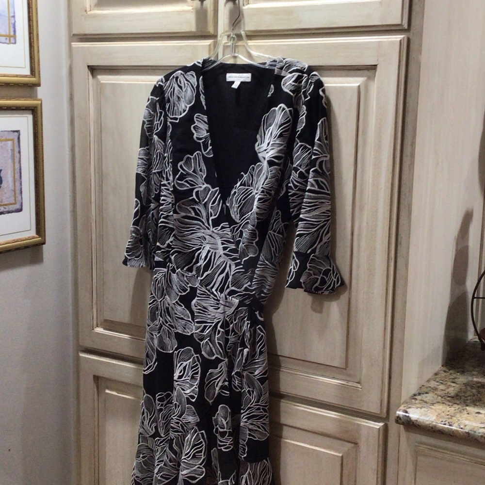 Dress the Population Black and White Embroidered Dress $309 retail